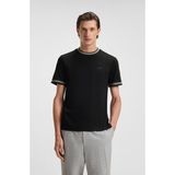 Boss Erkek Bisiklet Renk Detaylı Yaka Dar Kesim Kısa Kol Siyah1 T-Shirt 50543858-002 - 2XL