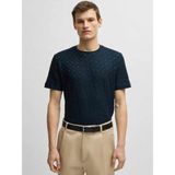 Boss Erkek Bisiklet Yaka Kabartma Desenli Kısa Kol Lacivert T-Shirt 50537131-404 - 3XL