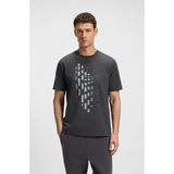 Boss Erkek Bisiklet Yaka Kısa Kollu Desenli Vücudu Sarmayan Rahat Gri T-Shirt 50543808-027 - 2XL
