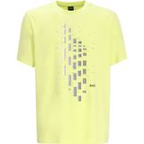Boss Erkek Bisiklet Yaka Kısa Kollu Desenli Vücudu Sarmayan Rahat Sarı T-Shirt 50543808-337 - 2XL