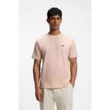 Boss Erkek Bisiklet Yaka Logo Baskılı Pamuklu Kısa Kollu Açık Pembe T-Shirt 50566856-835