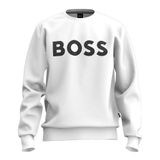 BOSS Erkek Bisiklet Yaka Sweatshirt, Beyaz, XL Beden