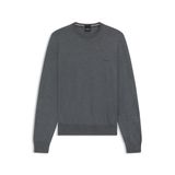 BOSS Erkek Botto-L Regular-Fit kazak, işlenmemiş yünden, logo nakışlı, Orta gri030, M