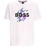 Boss Erkek Büyük Logo Detaylı Kısa Kol Günlük Beyaz T-Shirt 50521520-100 - 3XL
