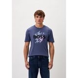Boss Erkek Büyük Logo Detaylı Kısa Kol Günlük Lacivert T-Shirt 50521520-412 - 3XL