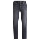 BOSS Erkek C-Delaware gri dar kesim kot pantolon, yumuşak denim, Koyu gri 021, 30W / 32L