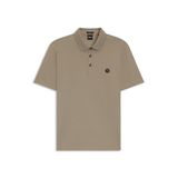 BOSS Erkek C-Parris 01 Çift Monogramlı Merserize Pamuk Polo Gömlek, Açık Brown245, M