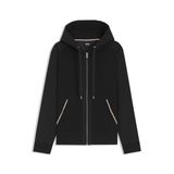 BOSS Erkek C-Spence 10 pamuklu terry kapüşonlu sweatshirt, imza çizgili süslemeli, Siyah, M