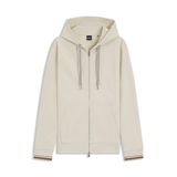 BOSS Erkek C-Spence 109 kapüşonlu sweatshirt, pamuk karışımı, fermuarlı ve desenli büzme ipli, Beyaz 131, M