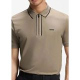 Boss Erkek Dar Kesim Nem Emici Esnek Pamuklu Kısa Kollu Kahverengi Polo Yaka T-Shirt 50555698-334 - 3XL