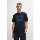 BOSS Erkek Desenli Marka Logolu Kısa Kol Lacivert T-Shirt -402 50519350
