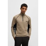 Boss Erkek Dik Yaka Femuar Kapamalı Bel Kenarları Renk Desenli Bej Kazak 50519377-334 - 2XL