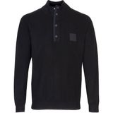 Boss Erkek Düğmeli Uzun Kollu Hakim Yaka Siyah Kazak 50528782-001 - 2XL