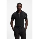 Boss Erkek Esnek ve Hızlı Kuruyan Kumaş Normal Kalıp Kısa Kollu Siyah Polo Yaka T-Shirt 50543352-001 - XL