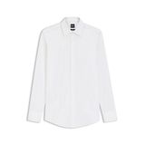 BOSS Erkek H-HANK-C1-214 Slim-Fit gömlek, elastik pamuk poplin malzemeden kolay ütülenen finiş, Beyaz 100, 42