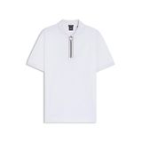 BOSS Erkek H-Paras 65 Merserize Pamuk Polo Gömlek Fermuarlı Placket, beyaz, XL