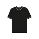 BOSS Erkek H-Tessler 200 Slim-Fit tişört, merserize pamuk, kontrast şeritli, siyah 002, XL
