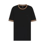 BOSS Erkek H-Tessler 200 Slim-Fit tişört, merserize pamuk, kontrast şeritli, Siyah, XXL