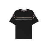 BOSS Erkek Iconic T-Shirt T-Shirt Pamuk Jarseden Bant Detaylı, 001 Siyah, S