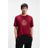 Boss Erkek Işlemeli Logo Tasarımlı %100 Pamuklu Kısa Kollu Kırmızı T-Shirt 50565015-616