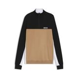 BOSS Erkek K Hydro-X Regular-Fit kazak, pamuk karışımı, Colour-Block tasarım, Bej, XL