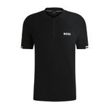 BOSS Erkek K Perform-Max Active Slim-Fit örgü polo tişört, nemi dışarı atan özelliklere sahip, siyah 002, XL