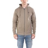 BOSS Erkek Kapüşonlu, Fermuar Kapamalı, Cepli Uzun Kol Sweatshirt, Bej, L Beden