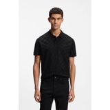 Boss Erkek Kısa Kol Düğme Kapamalı Yaka Desenli Siyah Polo Yaka T-Shirt 50559802-001 - XL