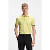 Boss Erkek Kısa Kol Polo Yaka Yaka ve Kol Uçları Renkli Şerit Kapama Sarı Polo Yaka T-Shirt 50469055-758 - Sarı1 - 4XL