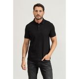 Boss Erkek Kısa Kol Polo Yaka Yaka ve Kol Uçları Renkli Şerit Kapama Siyah Polo Yaka T-Shirt 50469055-009 - 3XL