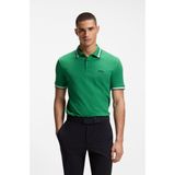 Boss Erkek Kısa Kol Polo Yaka Yaka ve Kol Uçları Renkli Şerit Kapama Yeşil Polo Yaka T-Shirt 50469055-320
