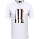 Boss Erkek Logolu Bisiklet Yaka Kısa Kol Standart Beyaz T-Shirt 50560466-100