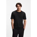 Boss Erkek Logolu Yuvarlak Yakalı %100 Pamuklu Kısa Kollu Siyah T-Shirt 50554862-001 - 4XL
