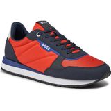 Boss Erkek Marka Logolu Bağcıklı Kaydırmaz Tabanlı Günlük Kırmızı-Lacivert Sneaker 50503715-644 - Kırmızı - Lacivert