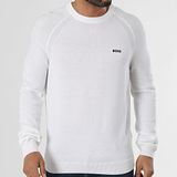 Boss Erkek Marka Logolu Uzun Kollu Slim Fit Beyaz Kazak 50528739-100