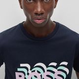 Boss Erkek Marka Logolu Yavarlak Yakalı Pamuklu Günlük Kullanım Lacivert T-Shirt 50489581-404