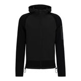 BOSS Erkek Modak kapüşonlu sweatshirt, farklı malzemelerden fermuarlı ve imza desenli, siyah 001 M