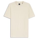 BOSS Erkek Monogram Logo Detaylı%100 Pamuklu Kısa Kollu Ekru T-Shirt, M Beden
