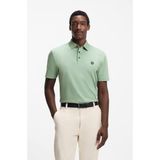 Boss Erkek Monogram Logo Kabartmalı Normal Kalıp Yumuşak Pamuklu Kısa Kollu Açık Yeşil Polo Yaka T-Shirt 50555829-373 - XL