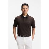 Boss Erkek Monogram Logo Kabartmalı Normal Kalıp Yumuşak Pamuklu Kısa Kollu Kahverengi Polo Yaka T-Shirt 50555829-207