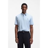 Boss Erkek Monogram Logo Kabartmalı Normal Kalıp Yumuşak Pamuklu Kısa Kollu Mavi1 Polo Yaka T-Shirt 50555829-450 - 4XL