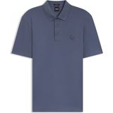 Boss Erkek Monogram Logo Kabartmalı Normal Kalıp Yumuşak Pamuklu Kısa Kollu Mavi2 Polo Yaka T-Shirt 50555829-466 - 5XL