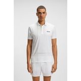 Boss Erkek Nem Kontrol Özellikli Kumaş Dar Kalıp Desenli Kısa Kollu Beyaz Polo Yaka T-Shirt 50545692-100 - XL