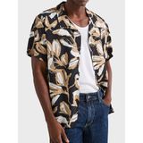 Boss Erkek Normal Kalıp Desenli Viskon Kumaş Kısa Kollu Siyah T-Shirt 50535793-004