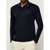 Boss Erkek Normal Kalıp Logo Işlemeli %100 Pamuklu Uzun Kollu Lacivert Polo Yaka T-Shirt 50549257-405