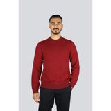 Boss Erkek Normal Kalıp Ribanalı Yuvarlak Yaka Saf Yün ve Pamuk Karışımlı Uzun Kollu Bordo Kazak 50549986-602 - XL