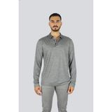 Boss Erkek Normal Kalıp Uzun Kollu %100 Yün Triko Gri Polo Yaka T-Shirt 50549317-030 - 2XL