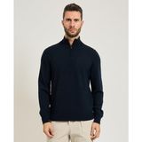 Boss Erkek Normal Kalıp Yün-Kaşmir Karışımlı Yarım Fermuarlı Dik Yakalı Lacivert Kazak 50549984-404 - 3XL
