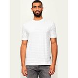 Boss Erkek Normal Kalıp Yuvarlak Yakalı Kare Desenli Yumuşak Pamuklu Kısa Kollu Beyaz T-Shirt 50545585-100 - 2XL