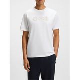 Boss Erkek Normal Kalıp Yuvarlak Yakalı Pamuklu Desenli Kısa Kollu Beyaz T-Shirt 50543874-100 - XS